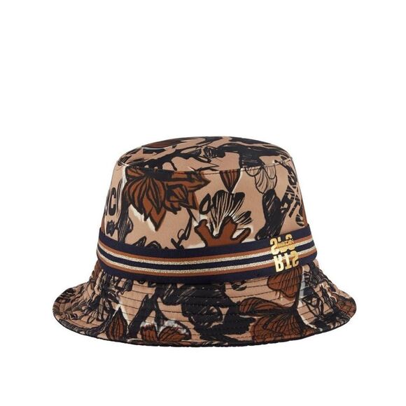 Marc Cain Fisherman’s Brown Bucket Hat with Tattoo Flowers NWT - Picture 1 of 3